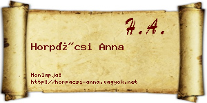 Horpácsi Anna névjegykártya
